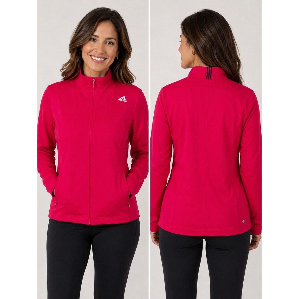 Adidas Climalite Fushia Pink Track Jacket  Sz Large Full Zip Athletic